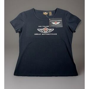 VTG Harley Davidson Motorcycles T-Shirt Women L '100 Year Anniversary' 2003 NWT
